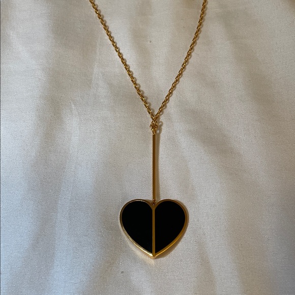 KATE SPADE - Heritage Linear Heart Swing Necklace in Black - Picture 2 of 5
